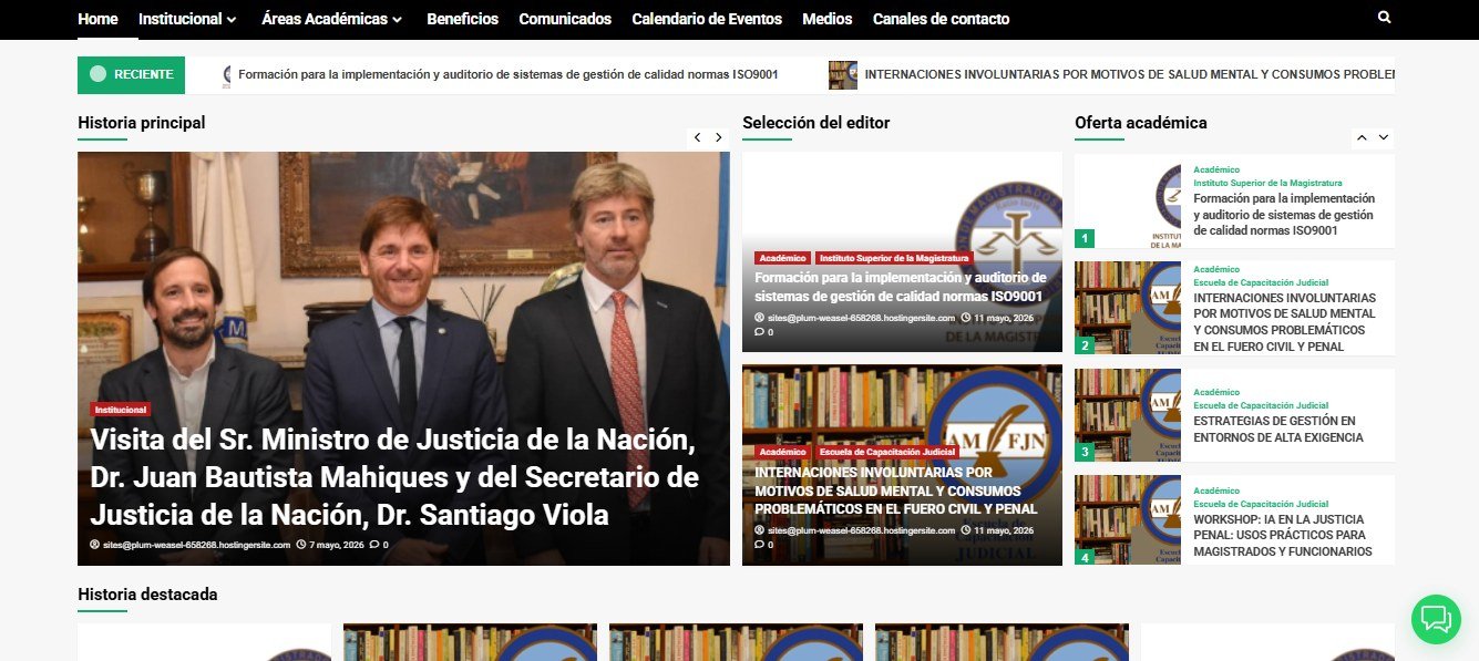 Página de inicio del nuevo sitio web de la AMFJN